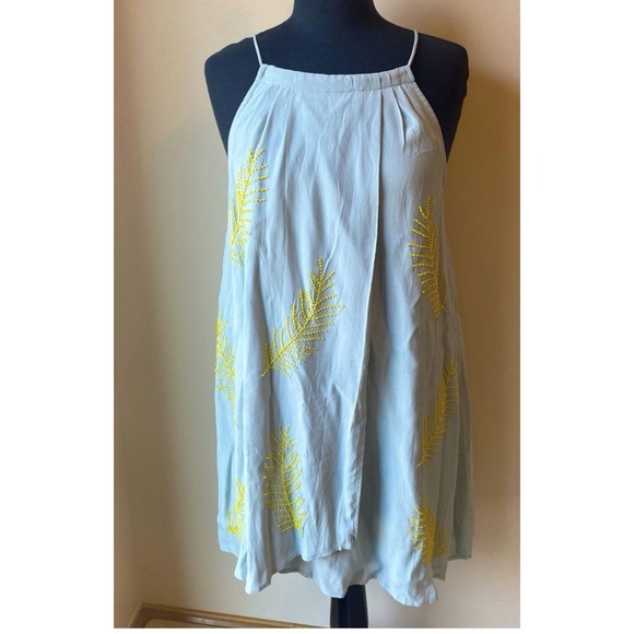 New Ciebon Dress Light‎ Blue Yellow Beaded Flowy Size Small $140 Org - Picture 2 of 4